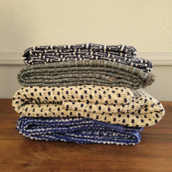 Great Value! * Lot of Vintage Knit Fabrics * Blue Brown White * Unique Knit Fabric