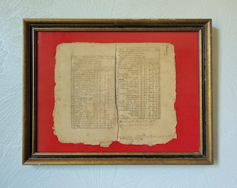 1805 Framed Almanac October and November