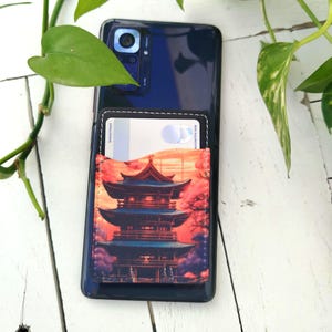 Mobile card holder, Japanese pagoda-themed card holder, mobile wallet, mobile wallet, card case, card holder