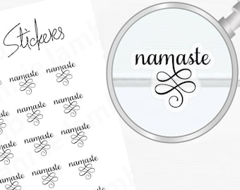 TINY Namaste Planner Stickers, Clear or White Matte Stickers, Text Stickers,  Yoga Stickers, Planner Stickers, Labels