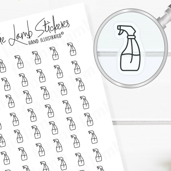 42 Clear Planner Stickers (1/2" each), Cleaner Planner Stickers, Chore Stickers for Planners, Calendars, Scrapbooks, Crafts and more