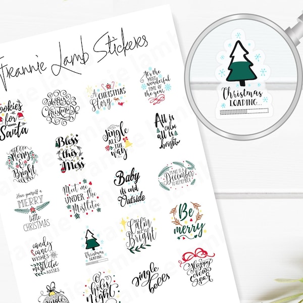 Christmas Stickers, Clear or White Sticker Paper, Planner Stickers, Calendar Stickers, Holiday Stickers, Holiday Quotes and Phrases