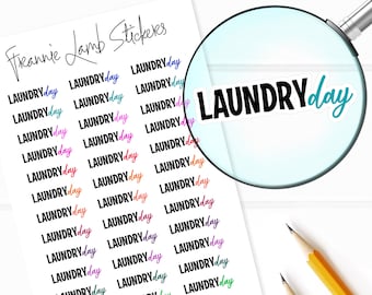 Laundry Day Planner Stickers, 36 Labels for Planners, Calendars and More, Paper Options Available