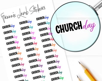 Pegatinas para planificador de día de iglesia, 36 etiquetas para planificadores, calendarios y más, opciones de papel disponibles