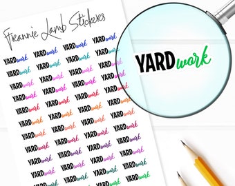 Yard Work Planner Stickers, 48 Labels for Planners, Calendars and More, Paper Options Available