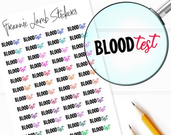 Blood Test Planner Stickers, 48 Labels for Planners, Calendars and More, Paper Options Available