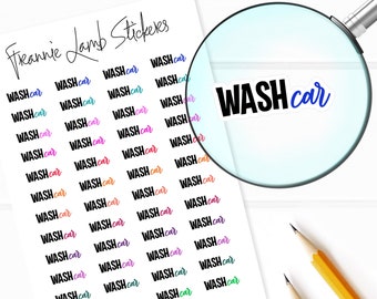 Wash Car Planner Stickers, 48 Labels for Planners, Calendars and More, Paper Options Available