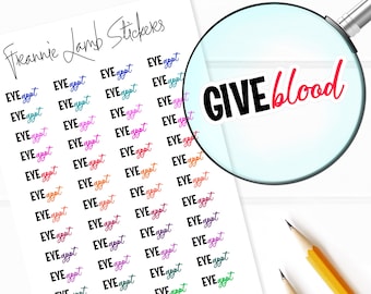 Give Blood Planner Stickers, 48 Labels for Planners, Calendars and More, Paper Options Available
