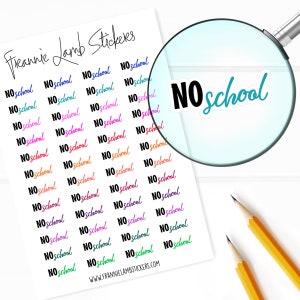 No School Planner Stickers, 48 etiquetas para planificadores, calendarios y más, opciones de papel disponibles