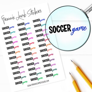 Soccer Game Planner Stickers, 36 Labels for Planners, Calendars and More, Paper Options Available