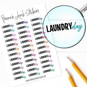 Laundry Day Planner Stickers, 36 Labels for Planners, Calendars and More, Paper Options Available
