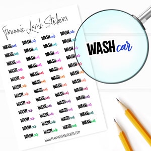 Was auto planner stickers, 48 labels voor planners, kalenders en meer, papieropties beschikbaar
