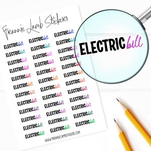 Electric Bill Planner Aufkleber, 36 Etiketten für Planer, Kalender und mehr, Papieroptionen verfügbar