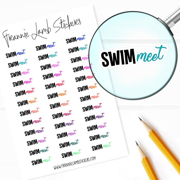 Swim Meet Planner Stickers, 48 Labels for Planners, Calendars and More, Paper Options Available