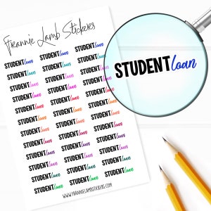 Student Loan Planner Stickers, 36 labels voor planners, kalenders en meer, papieropties beschikbaar