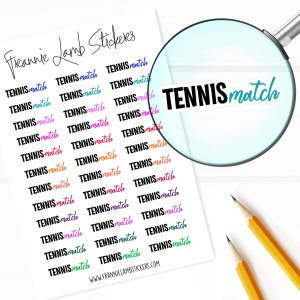 Tennis Match Planner Sticker, 36 Etiketten für Planer, Kalender und mehr, Papieroptionen verfügbar