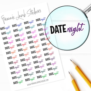 Date Night Planner Stickers, 48 Labels for Planners, Calendars and More, Paper Options Available