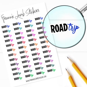 Road Trip Planner Stickers, 48 Labels for Planners, Calendars and More, Color and Paper Options Available