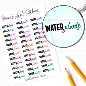 Water Plants Planner Stickers, 36 Labels for Planners, Calendars and More, Paper Options Available