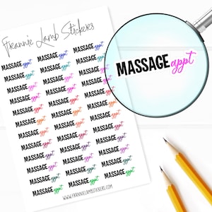 Autocollants de planificateur de rendez-vous de massage, 36 étiquettes pour planificateurs, calendriers et plus encore, options de papier disponibles