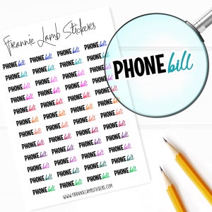Telefonrechnung Planner Aufkleber, 48 Etiketten für Planer, Kalender und mehr, Papieroptionen verfügbar
