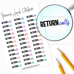Terugbellen Planner Stickers, 36 labels voor planners, kalenders en meer, papieropties beschikbaar