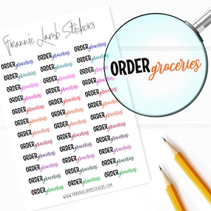Bestel Boodschappenplannerstickers, 36 etiketten voor planners, kalenders en meer, papieropties beschikbaar