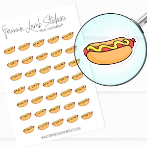 Hot-Dog-Aufkleber (je 1/2"), Planeraufkleber, Junk-Food-Aufkleber für Kalender, Planer, Sammelalben, Bastelarbeiten und mehr