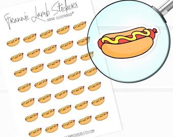 Hot Dog Stickers (1/2" each), Planner Stickers, Junk Food Stickers for Calendars, Planners, Scrapbooks, Crafts and more