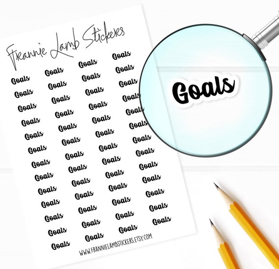 Goals Stickers, 52 Labels for Planners, Calendars and More, Color and Paper Options Available