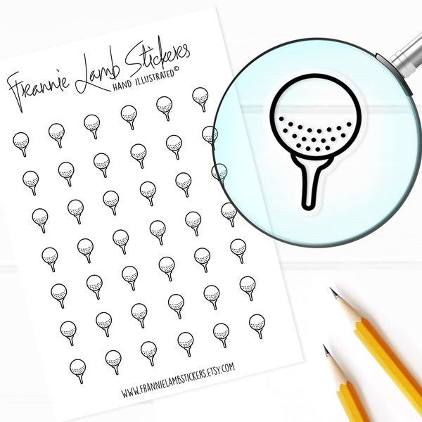 42 Clear Planner Stickers (1/2" each), Golf Planner Stickers, Clear Matte Stickers for Planner and Calendars and more