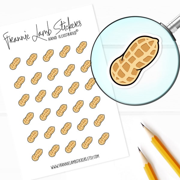 Peanut Stickers (1/2" each), Peanut Allergy Stickers, Planner Stickers, Food Stickers for Calendars, Planners, Scrapbooks, Crafts and more