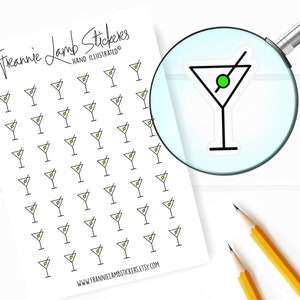 42 genomskinliga kalenderklistermärken (1,25 cm styck), martini-klistermärken, dryck- och alkoholklistermärken för kalender och kalendrar med mera