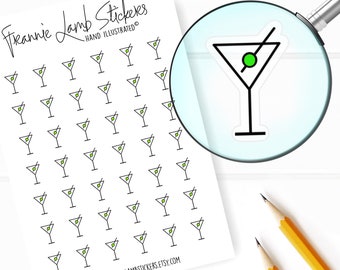 42 Planer Sticker (je 2,5cm), Martini Sticker, Trink- und Alkoholsticker für Planer, Kalender und mehr