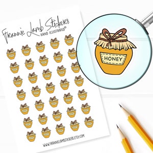 Honey Stickers (1/2&quot; each), Planner Stickers, Food Stickers for Calendars, Planners, Scrapbooks, Crafts and more