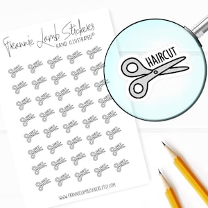 Pegatinas de corte de pelo (1/2" cada una), pegatinas de belleza y cabello para calendarios, agendas, álbumes de recortes, manualidades y más