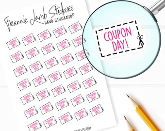 Coupon Day Reminder Stickers (1/2" each), Shopping Planner Stickers, Shopping Stickers for Calendars, Planners, Scrapbooks, Crafts and more