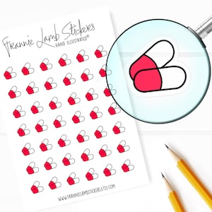 42 Clear Planner Stickers (1/2&quot; each), Medication Stickers, Medical and Prescription Reminder Stickers for Planners and Calendars and more