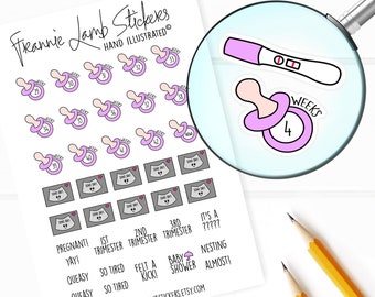 Pregnancy Countdown Stickers, Sonogram Stickers, Pregnancy Test, Pregnancy Stickers for Planners, Scrapbooks, Crafts and more