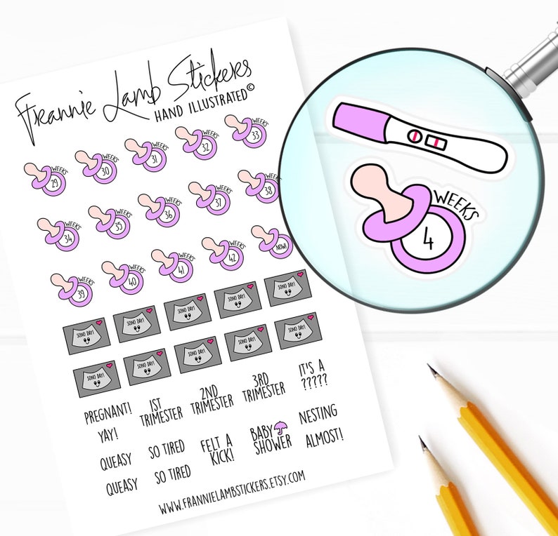 Pregnancy Countdown Planner Stickers Sonogram Stickers - Etsy