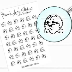 42 Clear Pomeranian Stickers (1/2" each), Pet and Dog Stickers for Planners, Calendars and more