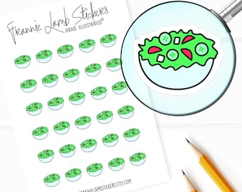 Salad Stickers (1/2" each), Planner Stickers, Food and Diet Stickers for Calendars, Planners, Scrapbooks, Crafts and more