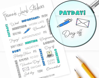 Work Variety Planner Stickers, Clear Or White Matte Sticker Paper, Office stickers, Text Stickers, Small Stickers, Labels