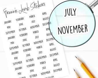 Monthly Planner Stickers, Labels for Planners, Calendars and More, Color and Paper Options Available