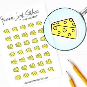 Pegatinas de queso (1/2" cada una), pegatinas de planificador, pegatinas de alimentos para calendarios, planificadores, álbumes de recortes, manualidades y más