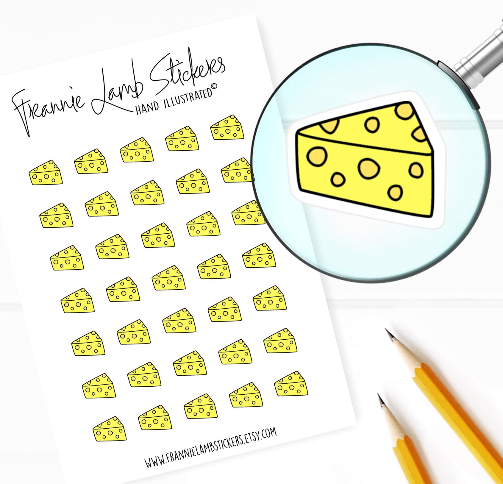 Cheese Stickers (1/2" each), Planner Stickers, Food Stickers for Calendars, Planners, Scrapbooks, Crafts and more