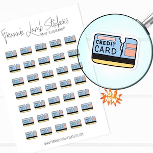 Adesivos de cartão de crédito quebrados (1/2 "cada), adesivos de contas e inflação para calendários, planejadores, álbuns de recortes, artesanato e muito mais