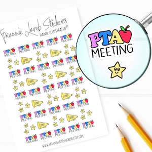 PTA Meeting Stickers (1/2&quot; each), School Planner Stickers, Back To School Stickers for Calendars, Planners and more