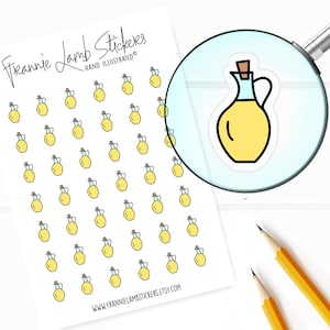 42 Clear Olive Oil Stickers (1/2&quot; each), Planner Stickers, Cooking Stickers, Clear Matte Stickers for Planners, Calendars, Scrapbooks, etc.