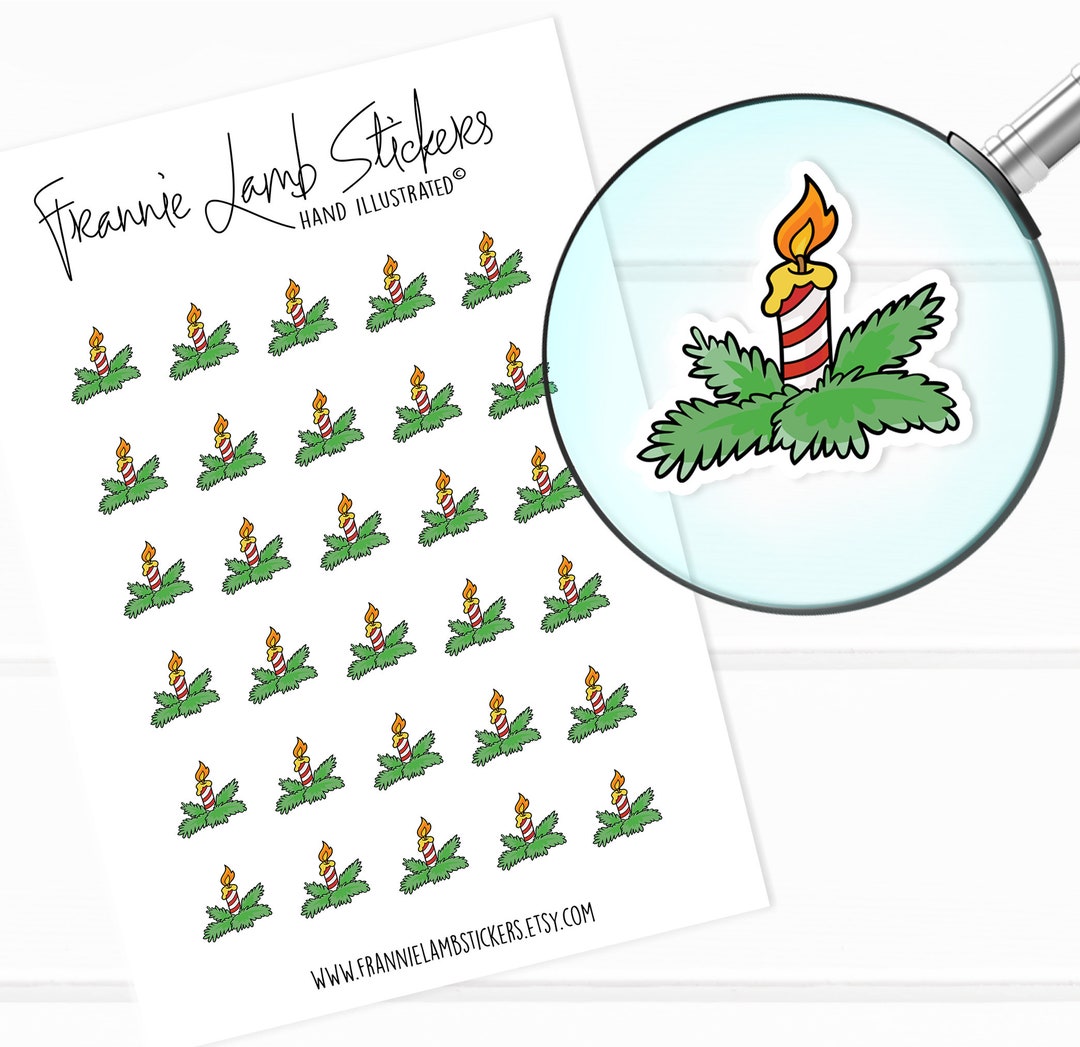 Christmas Candle Stickers 1/2 Each, Christmas Stickers, Holiday and